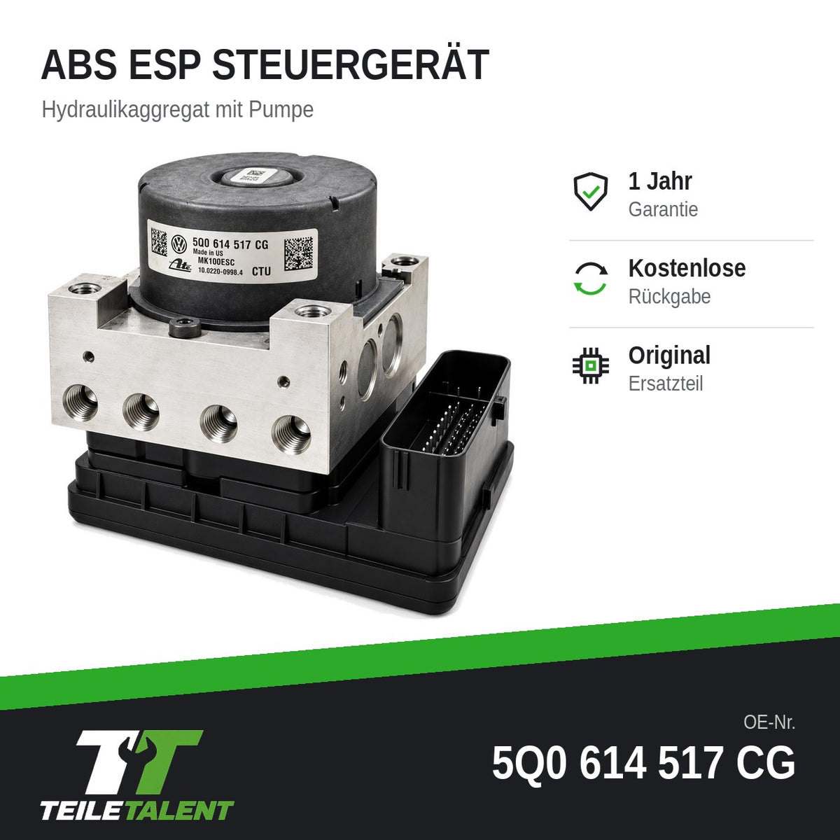 5Q0614517CG ABS Block Steuergerät VW Golf 7 Audi A3 8V Skoda Superb 3 Seat Ateca