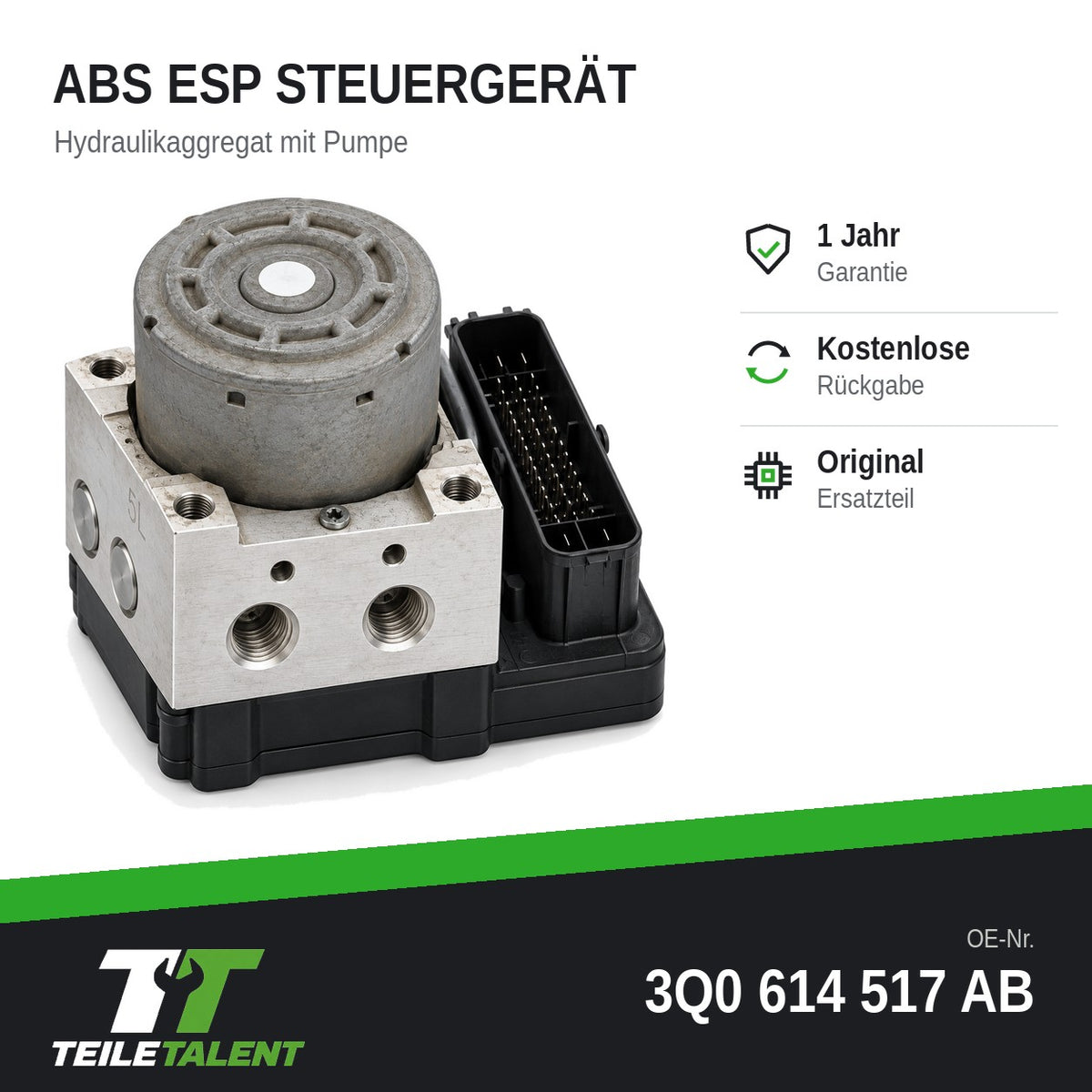 3Q0614517AB ABS Hydraulikblock Skoda Octavia 3 Superb 3 VW Golf 7 Touran Audi A3