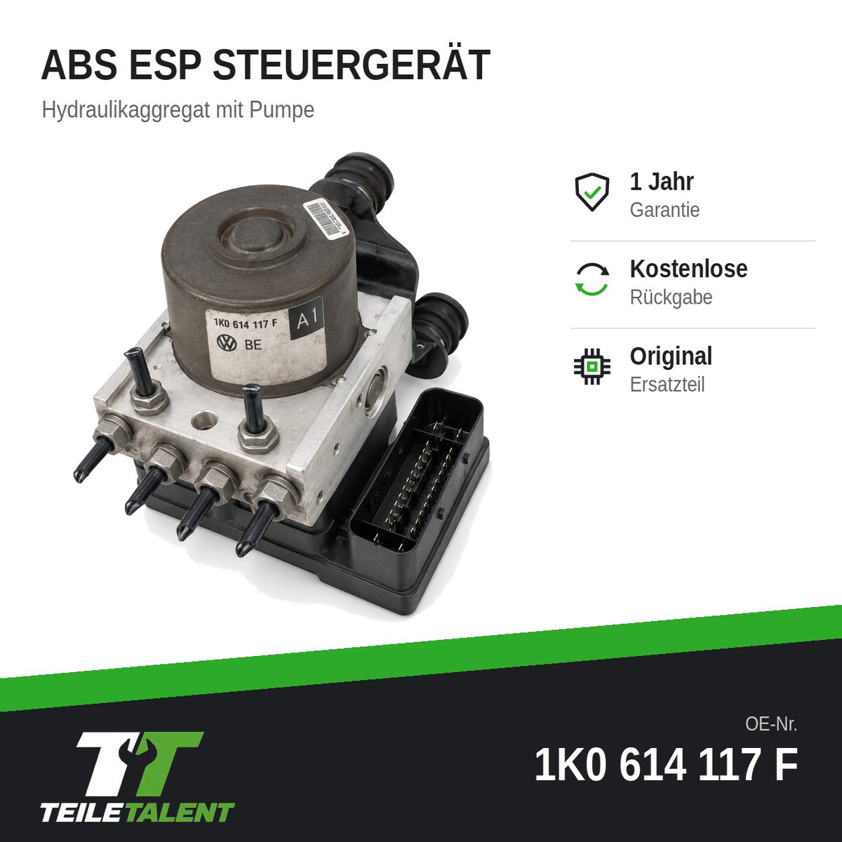 1K0614117F ABS Block Steuergerät VW Golf 5 Seat Altea Audi A3 8P Skoda Octavia