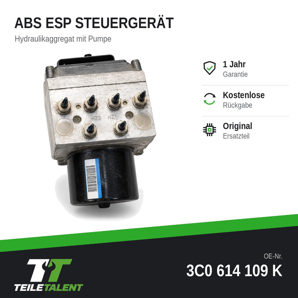3C0614109K ABS Block Steuergerät Hydraulikblock VW Passat B6 3C2 3C5 Variant