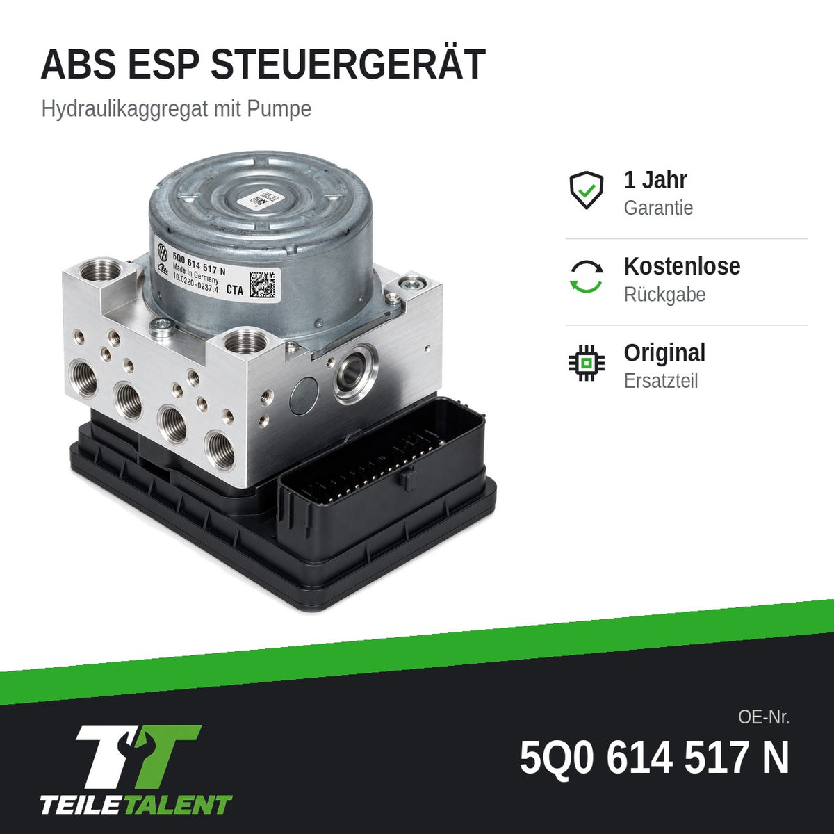 5Q0614517N ABS Block Steuergerät Hydraulikblock Audi A3 8V VW Golf 7 5Q0907379P