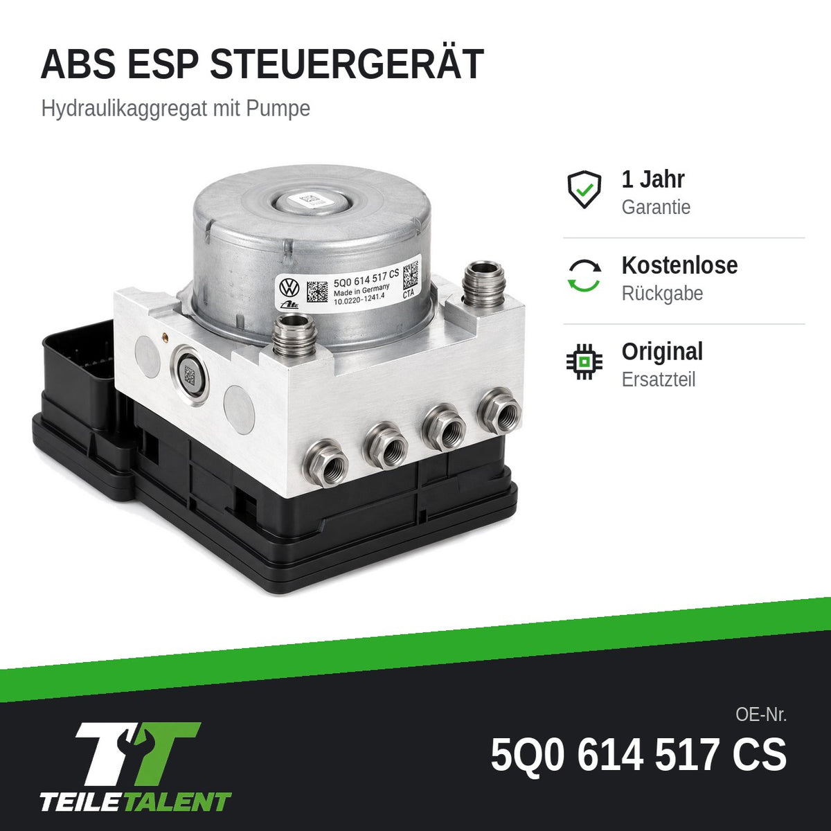 5Q0614517CS ABS Block Hydraulikblock Steuergerät Seat Leon 5F Skoda Octavia 3 5E