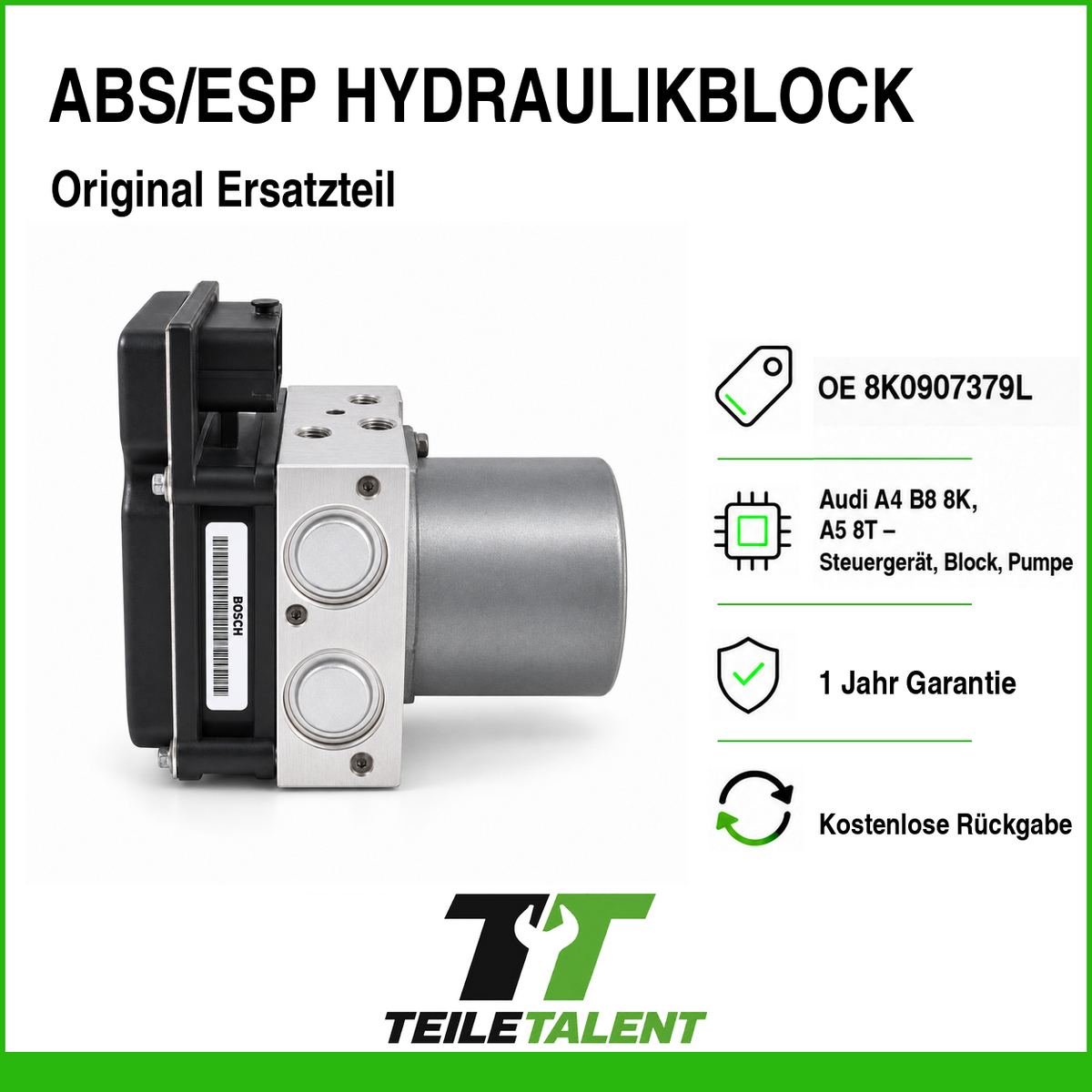 ABS ESP Hydraulikblock 8K0907379L Audi A4 B8 8K A5 8T Steuergerät Pumpe