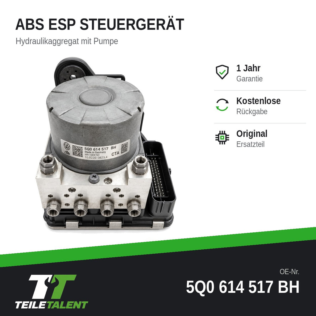 5Q0614517BH ABS Block Steuergerät VW Golf 7 T-Roc Skoda Octavia 3 Kodiaq Tarraco