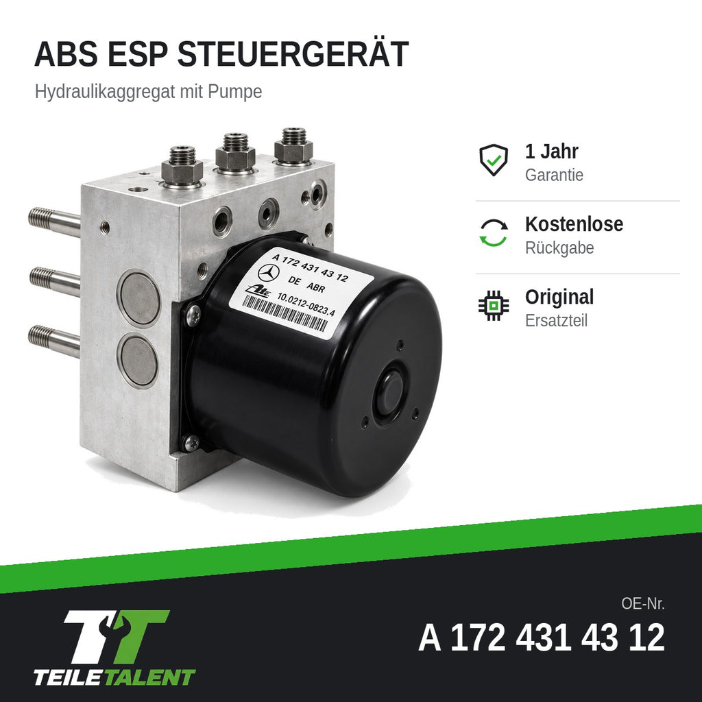 A1724314312 ABS Block Hydraulikblock Mercedes C-Klasse W204 S204 E C207 GLK SLK