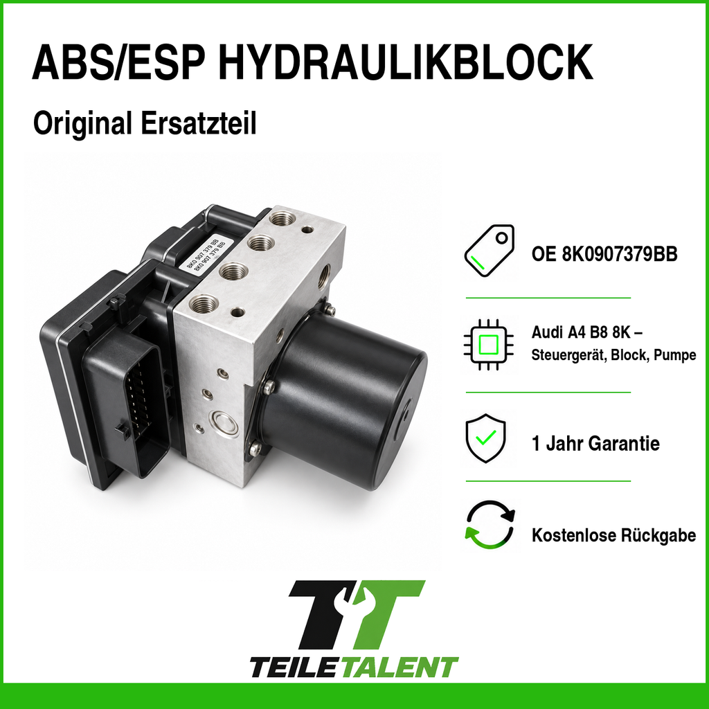 ABS ESP Hydraulikblock 8K0907379BB Audi A4 B8 A5 8T Steuergerät 8K0614517DP