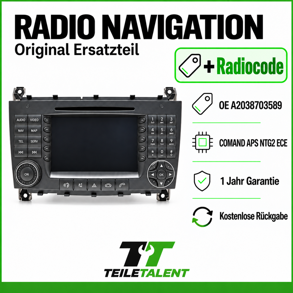 Mercedes W203 W209 COMAND APS NTG2 A2038703589 BE6096 + Radiocode