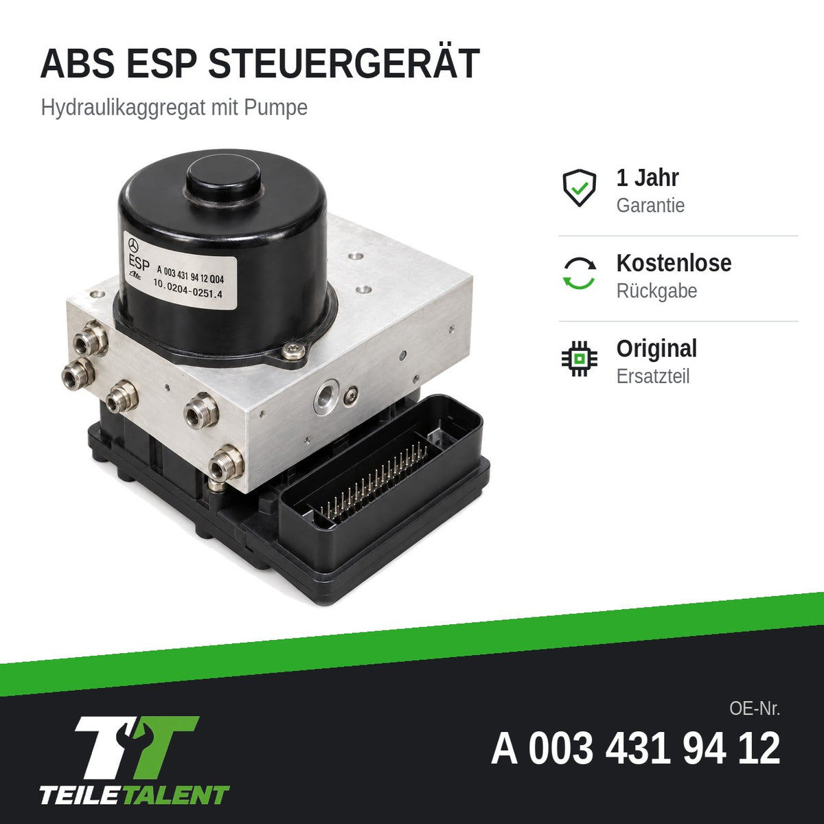 A0034319412 ABS Block Steuergerät Mercedes C-Klasse W203 S203 CL203 CLK C209