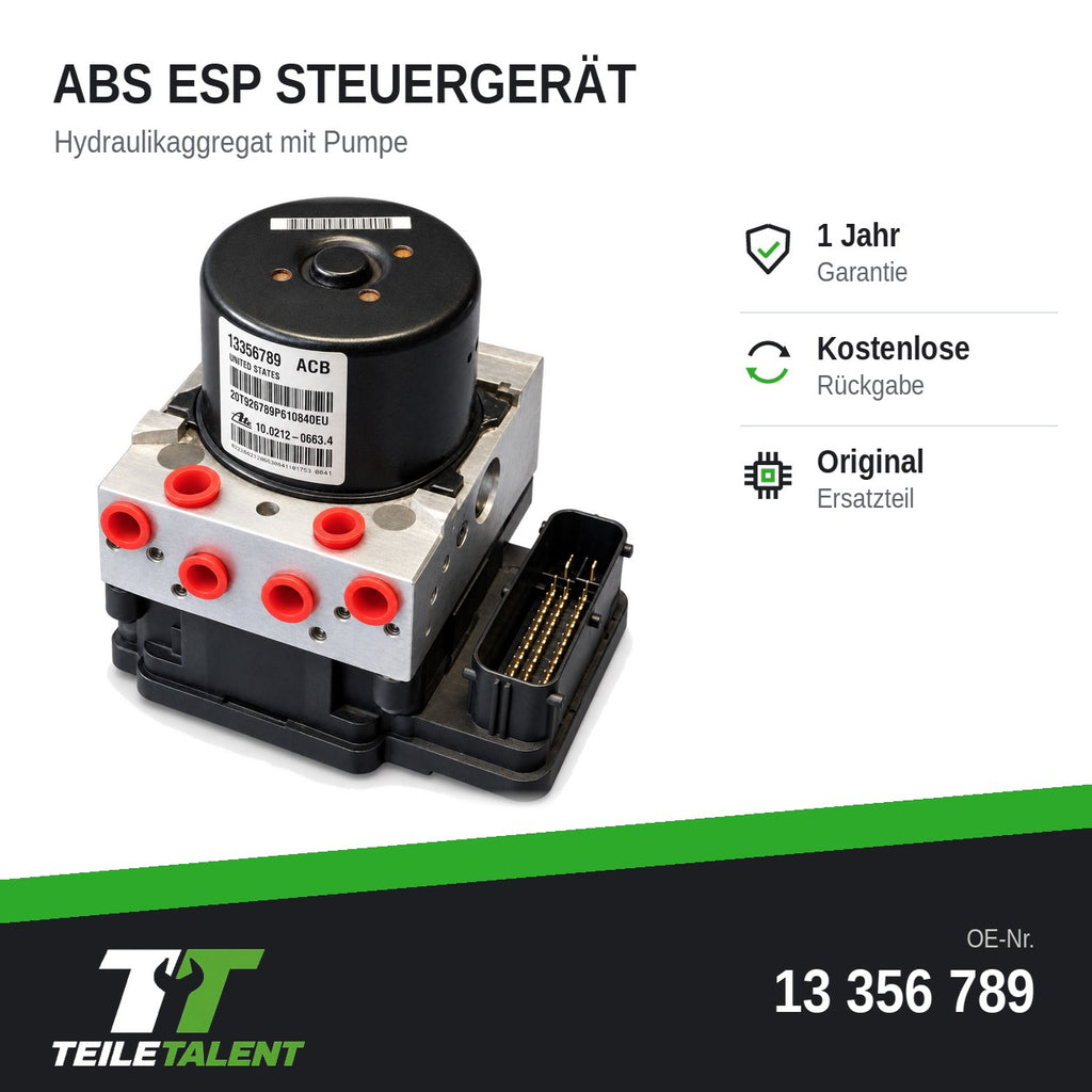 13356789 ABS ESP Block Steuergerät Hydraulikblock Opel Astra J