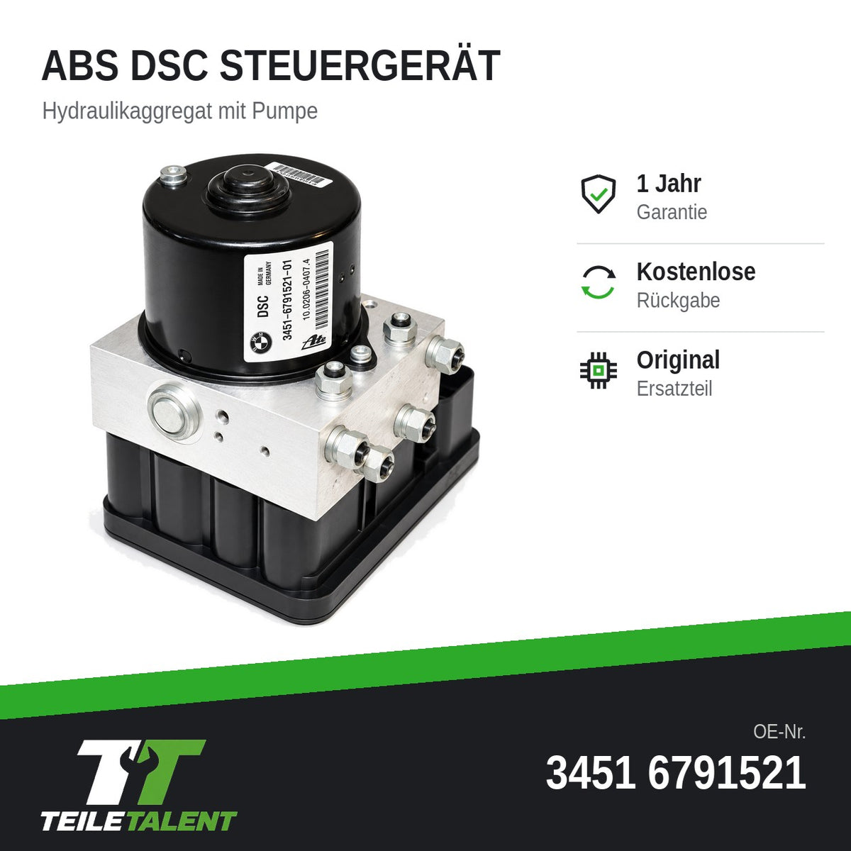 34516791521 ABS DSC Block Steuergerät Hydraulikblock BMW 1er 3er E81 E87 E90