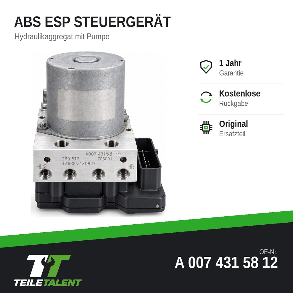 A0074315812 ABS ESP Hydraulikblock Steuergerät Mercedes Sprinter W906