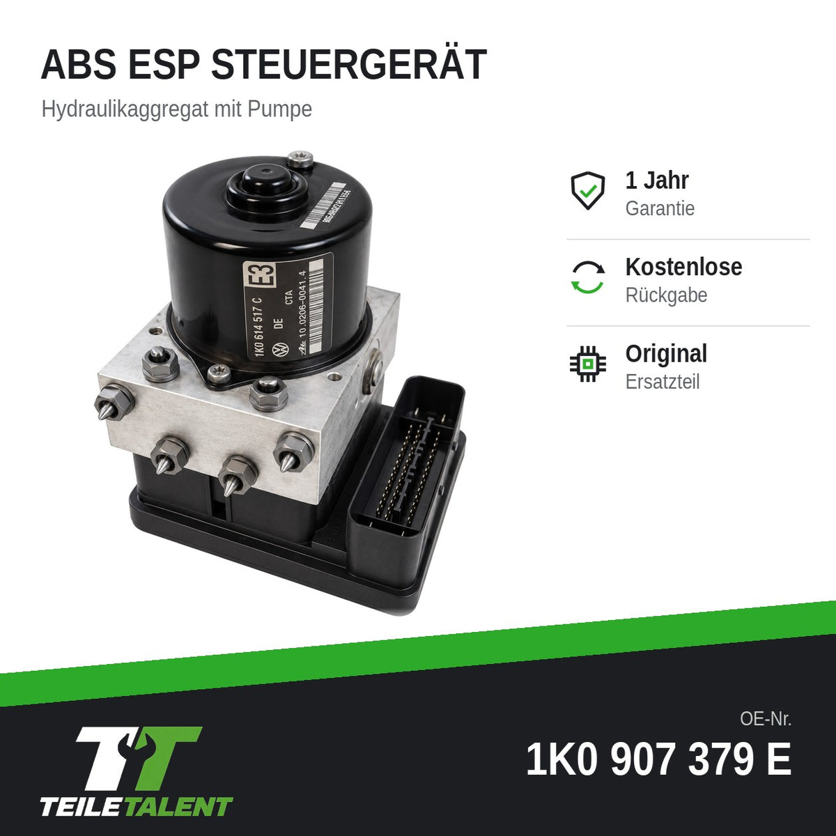 1K0907379E ABS Block Steuergerät Audi A3 8P VW Golf 5 Skoda Octavia 2
