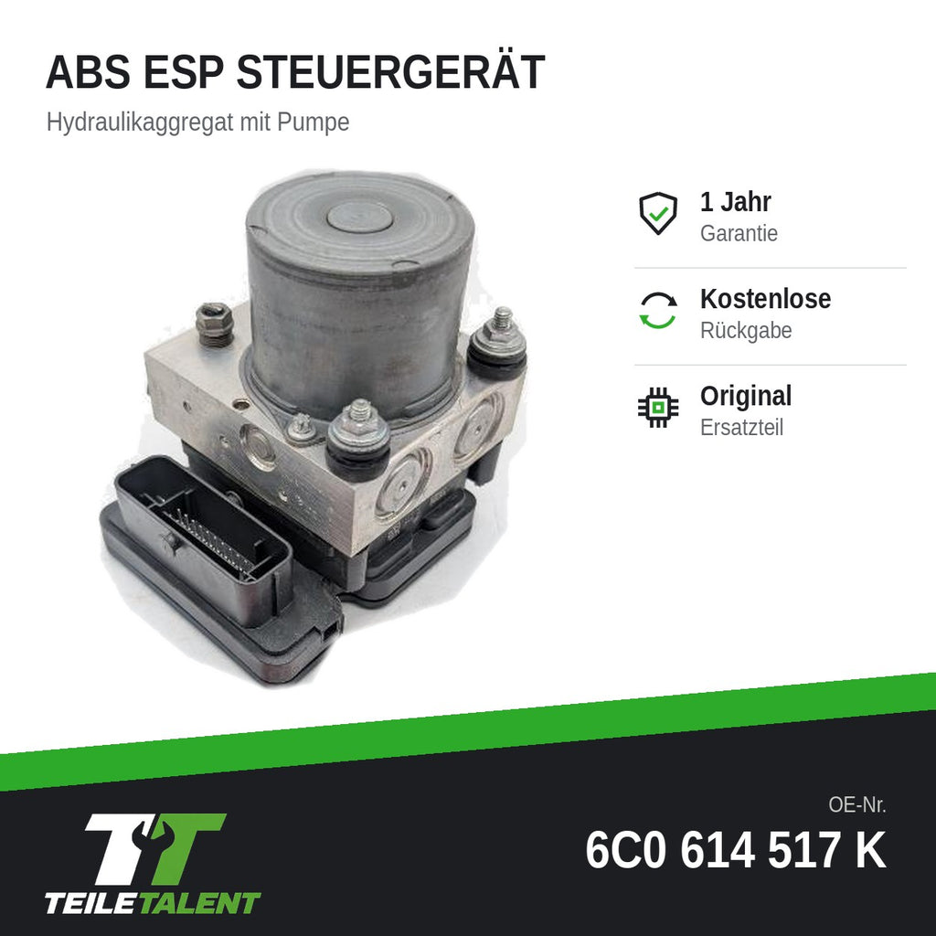 6C0614517K ABS Hydraulikblock Steuergerät VW Polo 6R 6C Skoda Fabia NJ