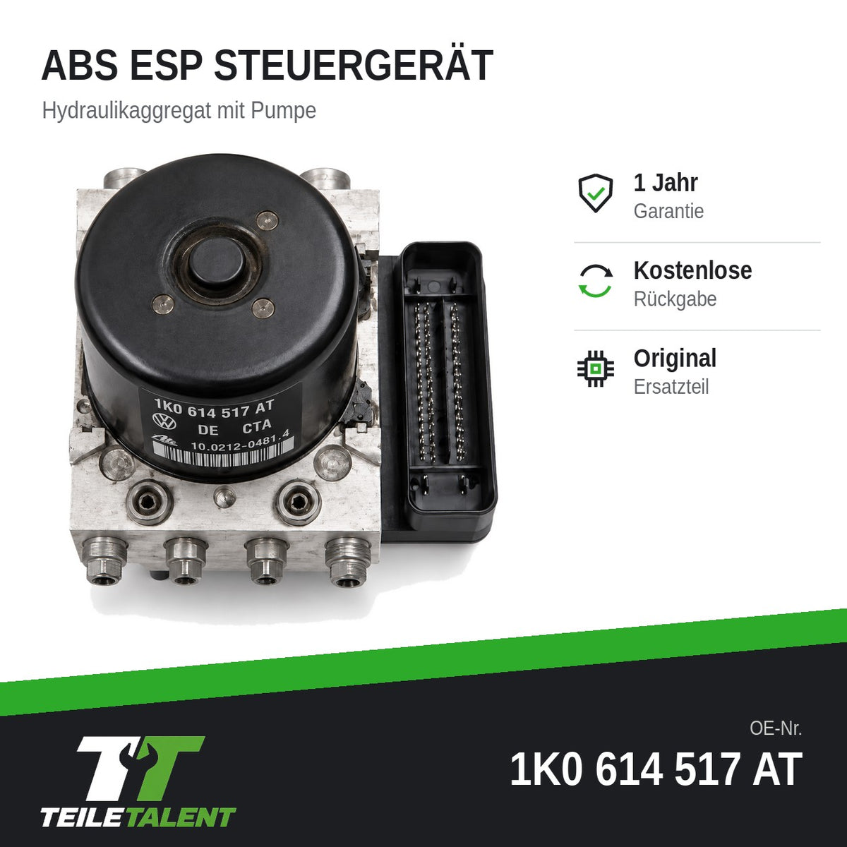 1K0614517AT ABS Block Steuergerät Audi A3 8P Skoda Octavia 2 VW Golf Plus