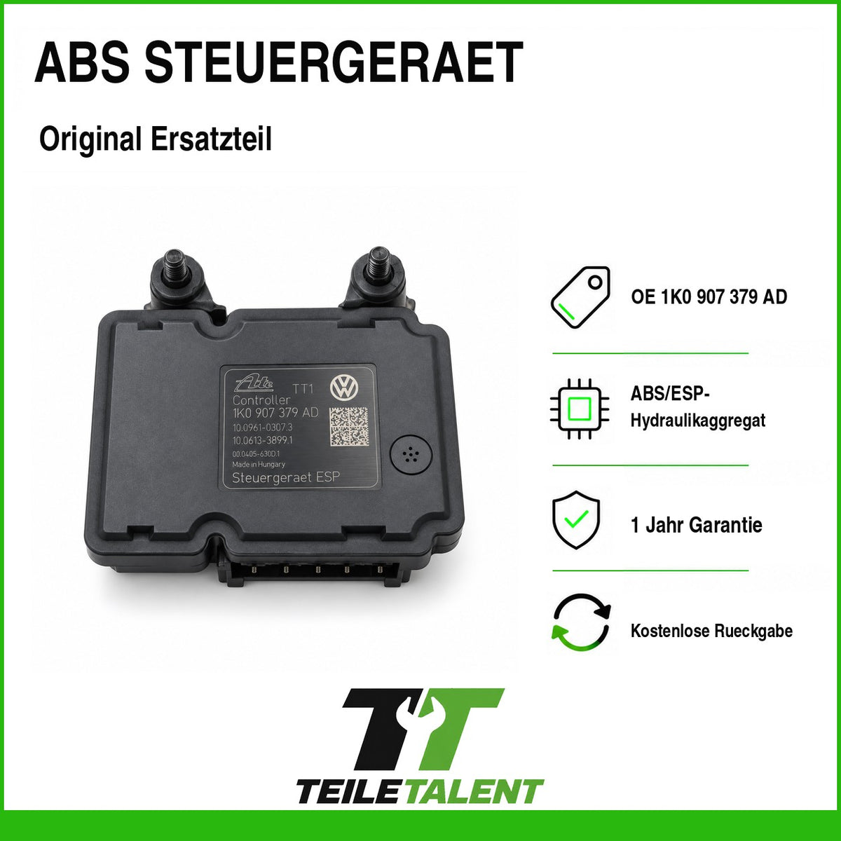 1K0907379AD ABS Block Steuergerät VW Golf 6 Audi A3 8P Skoda Octavia 2 Seat Leon
