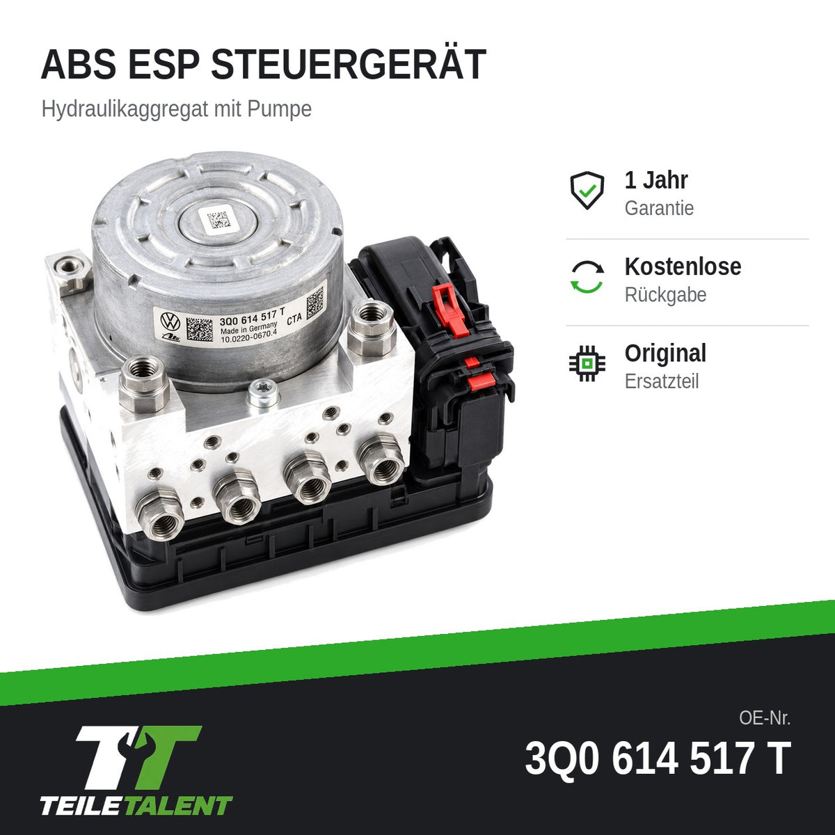 3Q0614517T ABS Block Hydraulikblock Steuergerät Seat Leon 5F Skoda Octavia 3