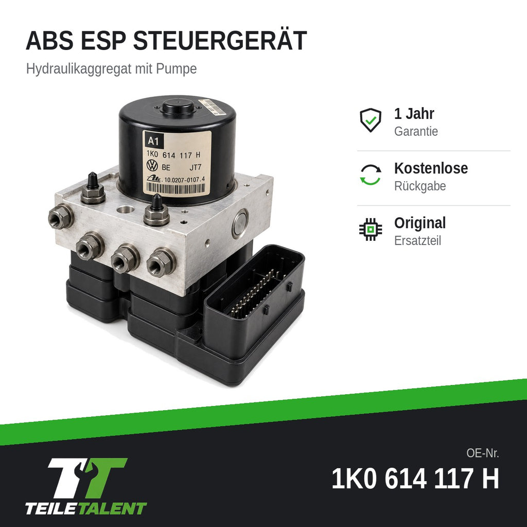 1K0614117H ABS Block Steuergerät VW Golf 5 Caddy Seat Leon Skoda Octavia Audi A3
