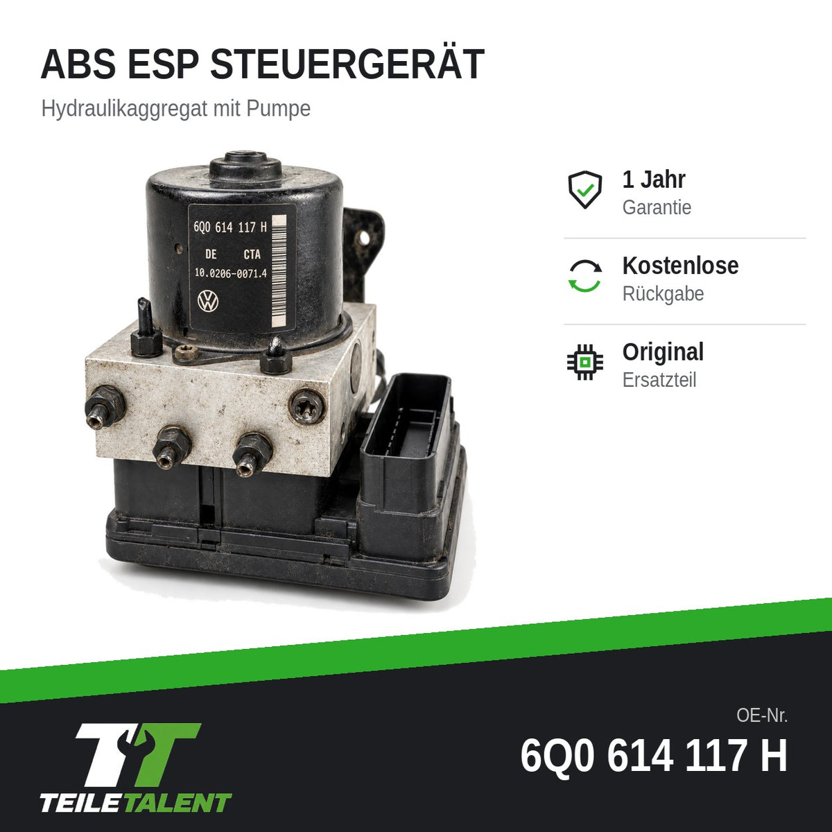 6Q0614117H ABS Block Steuergerät VW Polo 9N Hydraulikblock 6Q0907379L