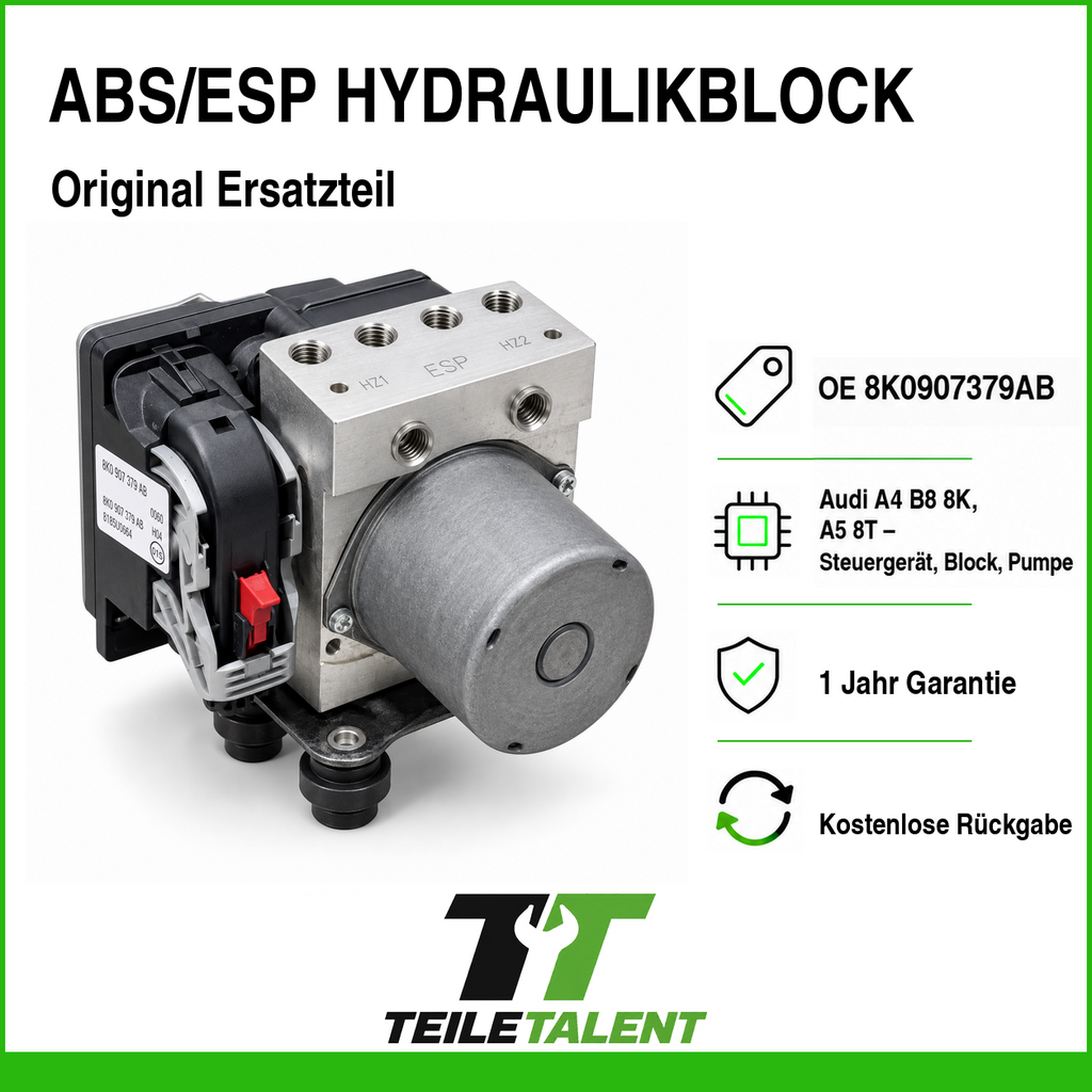 ABS ESP Hydraulikblock 8K0907379AB Audi A4 B8 8K A5 8T Steuergerät Pumpe