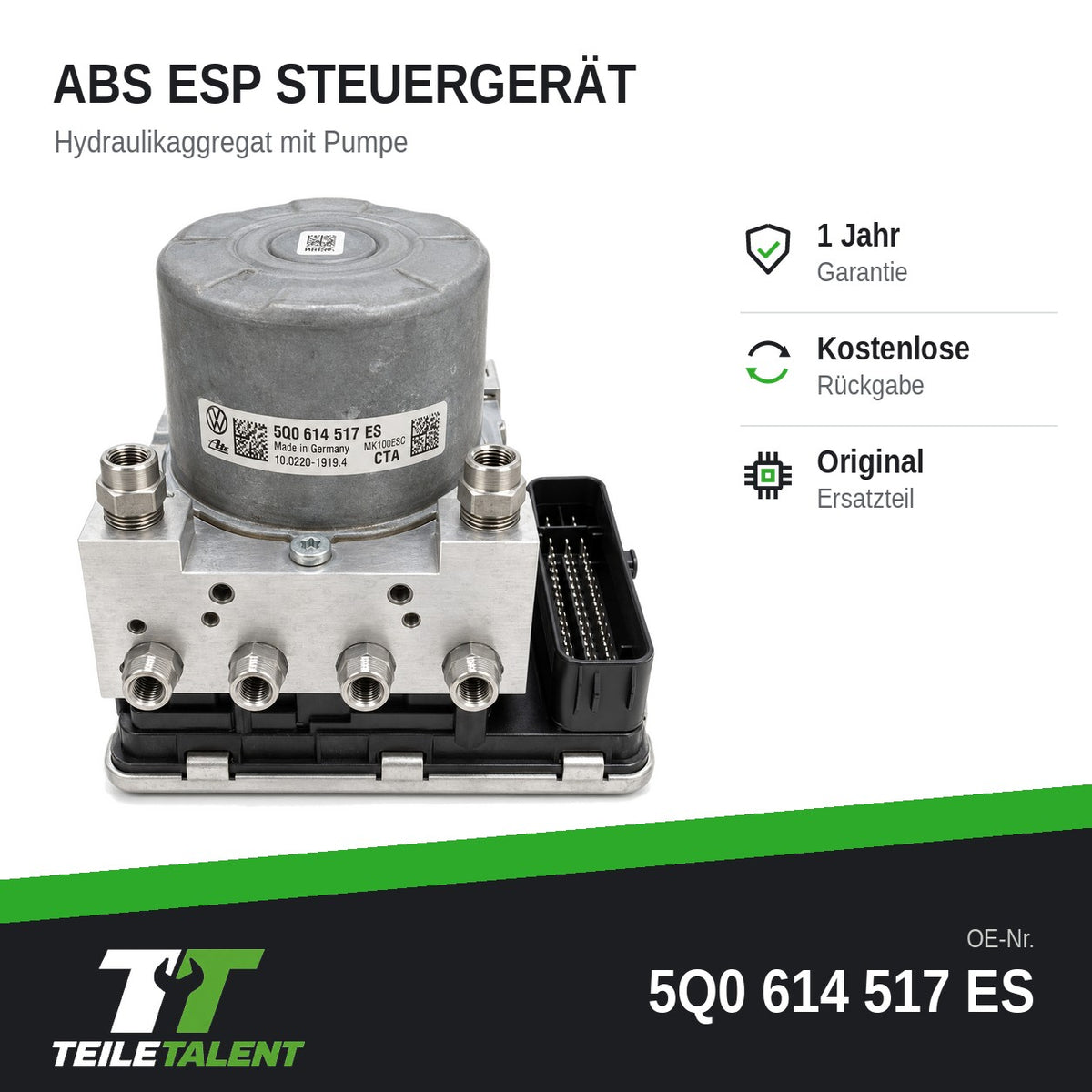 5Q0614517ES ABS Block Steuergerät Hydraulikblock Skoda Karoq Kodiaq Seat Tarraco