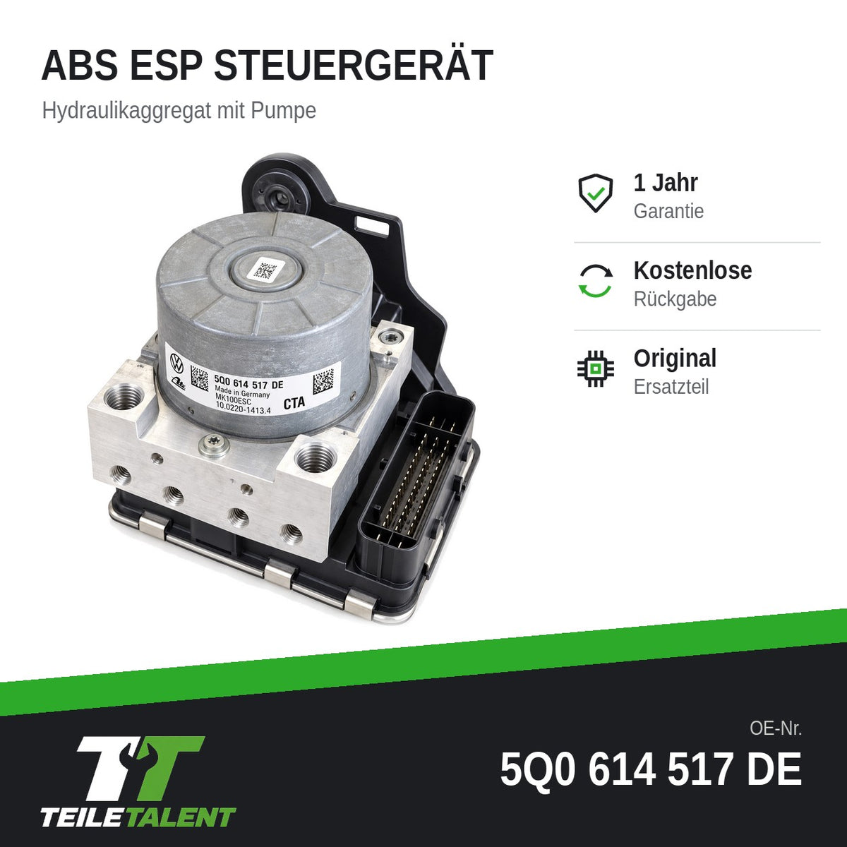 5Q0614517DE ABS Block Hydraulikblock VW Golf 7 T-Roc Skoda Octavia 3 Kodiaq