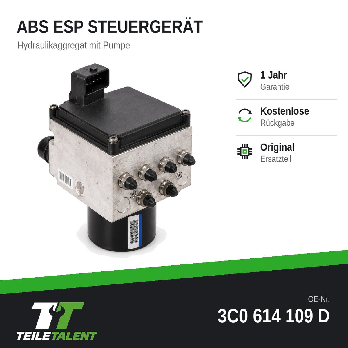 3C0614109D ABS Block Steuergerät Hydraulikblock VW Passat B6 3C2 3C5 Variant