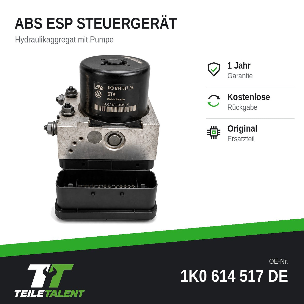 1K0614517DE ABS Block Steuergerät VW Golf 6 Seat Leon 1P 1K0907379BJ