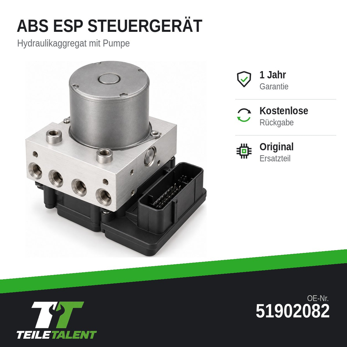 Fiat Qubo ABS ESP Block Steuergerät Hydraulikblock 51902082